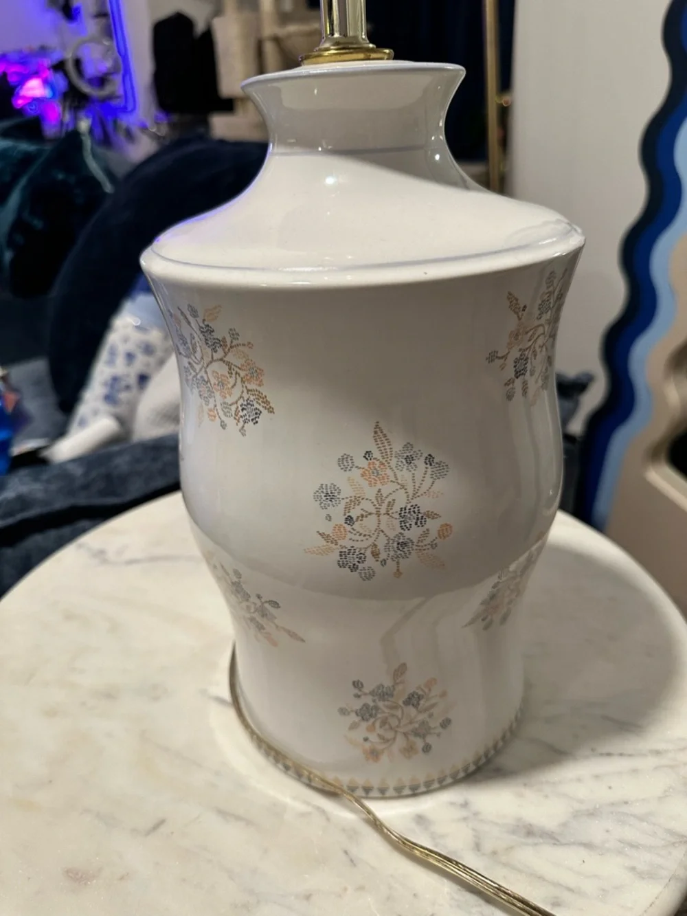 Vintage Late 20th Centruy Mary Quant for Murray Feiss Floral Ceramic Lamp Base